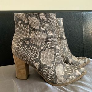 Snake skin heel booties